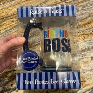 Large birthday boss beer mug glass